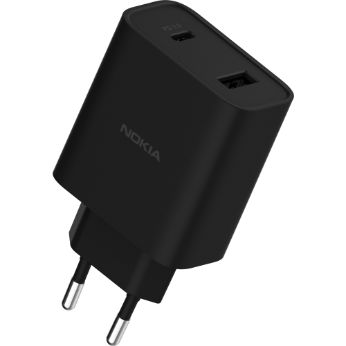 nokia fast wall charger 18W black angled